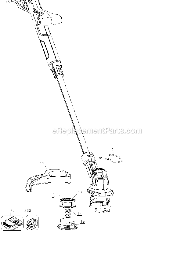 Black and Decker LST201-B2C (Type 3) 20v Max 10 String Trimmer Power Tool Page A Diagram